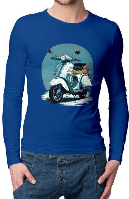 Чоловічий лонгслів з принтом "Мопед". Відпочинок, літо, мопед, скутер, швидкість. 2070702