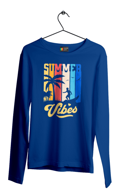 Men`s longsleeve with prints Summer Vibes Beach. Beach, sea, summer, surfing, tropics, vacation. 2070702
