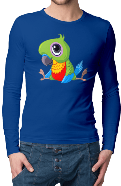 Чоловічий лонгслів з принтом "Папужка". Мило, папуга. 2070702