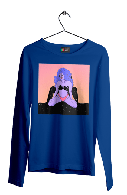 Чоловічий лонгслів з принтом "Фіолетова Дівчина В Трусиках". Інопланетянка, у трусах. 2070702