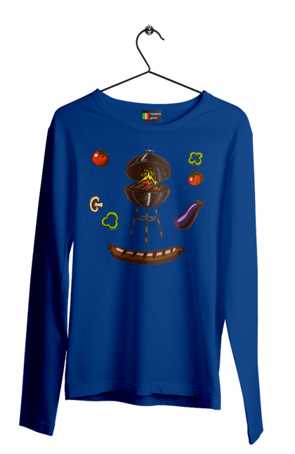 Men`s longsleeve with prints Barbecue Sausage. Barbecue, fry, grill, sausage. 2070702