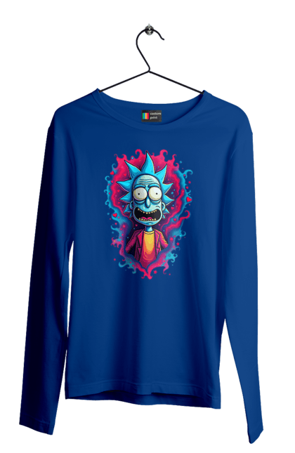 Men's longsleeve with prints Rick and Morty. Adventures, black humor, cartoon, rick, rick and morty, sci-fi, tragicomedy. 2070702