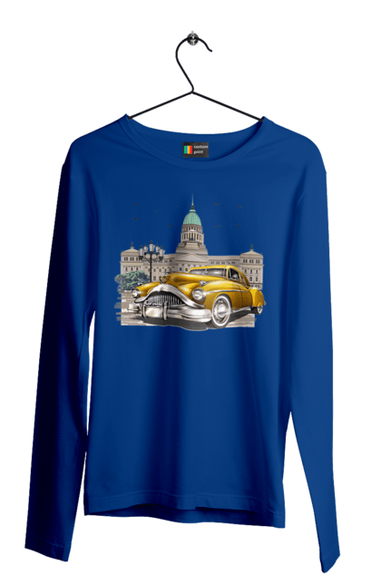 Чоловічий лонгслів з принтом "Автомобіль та архітектура модерн". Автомобіль, архітектура, модерн. 2070702