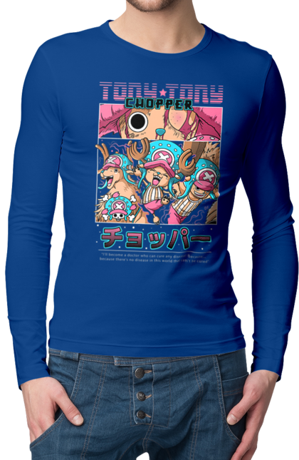 Men's longsleeve with prints One Piece Tony Tony Chopper. Adventures, anime, fantasy, light novel, manga, one piece, tony tony chopper, tv series. 2070702