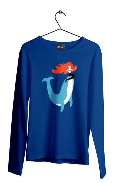 Men`s longsleeve with prints Mermaid And Whale. Mermaid, sea, whale. 2070702