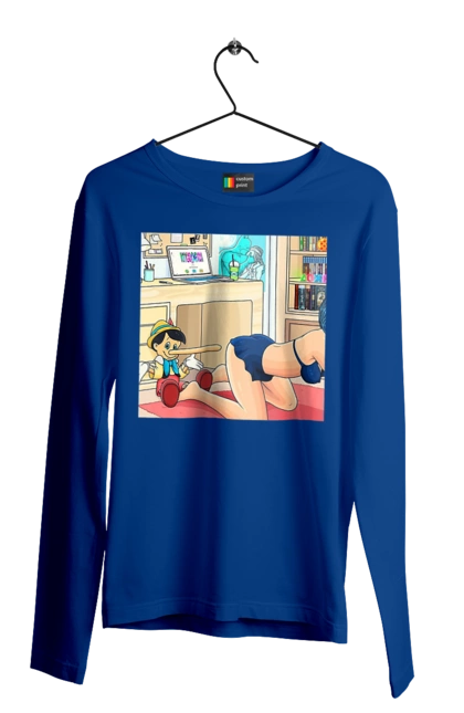 Мужской лонгслив с принтом Буратино Во Взрослой Сказке. 18, буратино, бэтмен, голая, поцелуй, прикол. 2070702