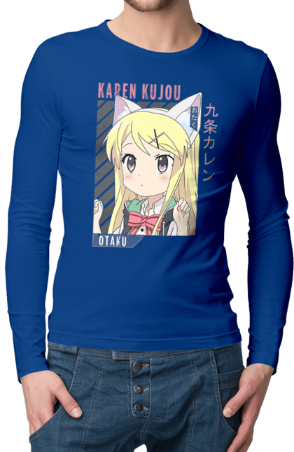 Men's longsleeve with prints Kiniro Mosaic Karen Kujo. Anime, gold mosaic, karen, karen kujo, kiniro mosaic, kinmoza, manga. 2070702