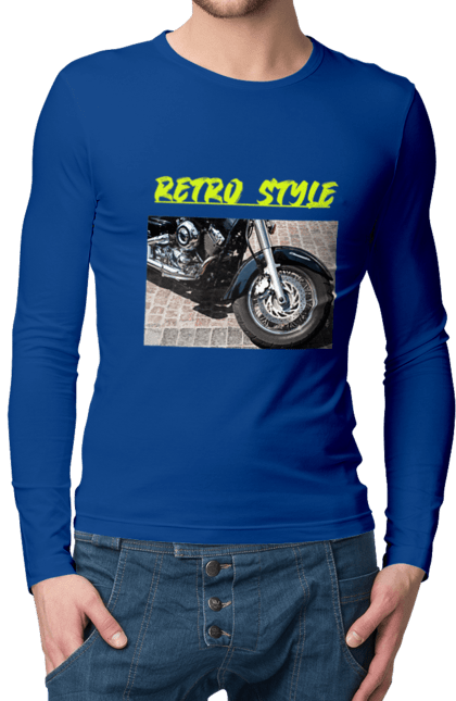 Чоловічий лонгслів з принтом "Мото2". Байк, дорога, мотоцикл, ретро, стиль, швидкість. 2070702