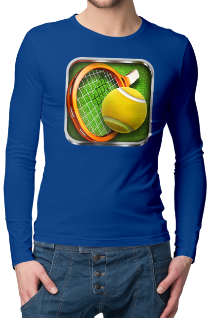 Чоловічий лонгслів з принтом "Теніс". Великий теніс, гравці, лондон, м`яч, призовий фонд, ракетка, спонсор, турнір на ґрунті, турнір на траві, турнірна сітка. 2070702