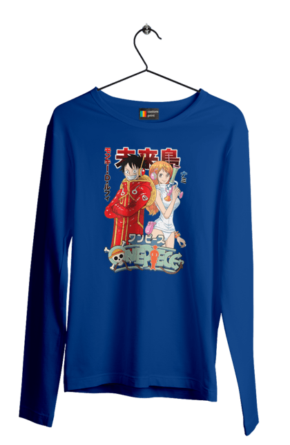 Men's longsleeve with prints One Piece Nami and Luffy. Anime, cat burglar, manga, nami, one piece, straw hat pirates. 2070702