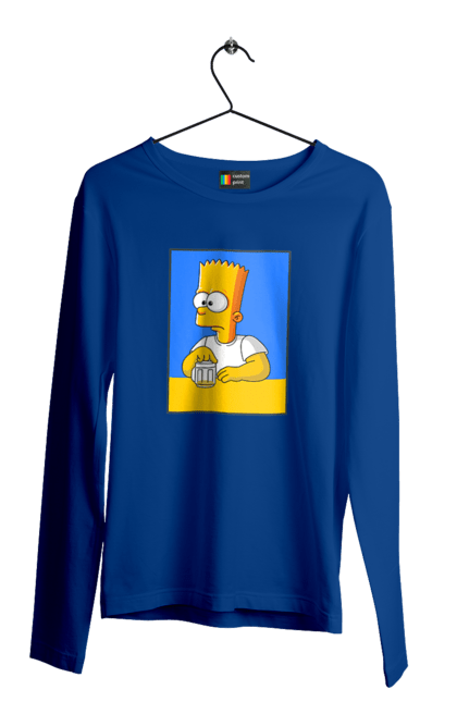 Чоловічий лонгслів з принтом "Барт любитель пива". Барт, барт сімпсон, мультперсонажі, мультфільми, сімпсони, український прапор. 2070702