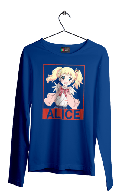 Мужской лонгслив с принтом Золотая мозаика Алиса Картелет. Alice cartelet, anime, kiniro mosaic, kinmoza, manga, алиса, алиса картелет, аниме, золотая мозаика, манга. 2070702