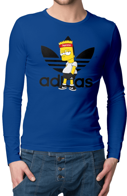 Чоловічій лонгслів з принтом "Adidas Барт". Adidas, bart, адідас, барт, мультфільм, серіал, сімпсон. 2070702