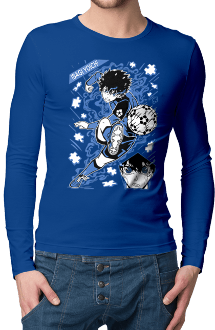 Men's longsleeve with prints Blue Lock Isagi Yoichi. Anime, blue lock, blue prison, manga, sport, sports anime, yoichi isagi. 2070702