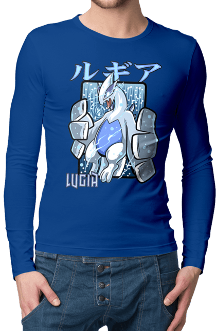 Men's longsleeve with prints Pokemon Lugia. Anime, games, lugia, nintendo, pokemon, pokemon go. 2070702