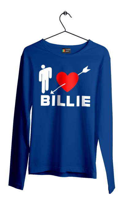 Чоловічий лонгслів з принтом "Біллі Айліш". Біллі айліш, логотип біллі айліш, принт біллі айліш, співачка біллі айліш. 2070702