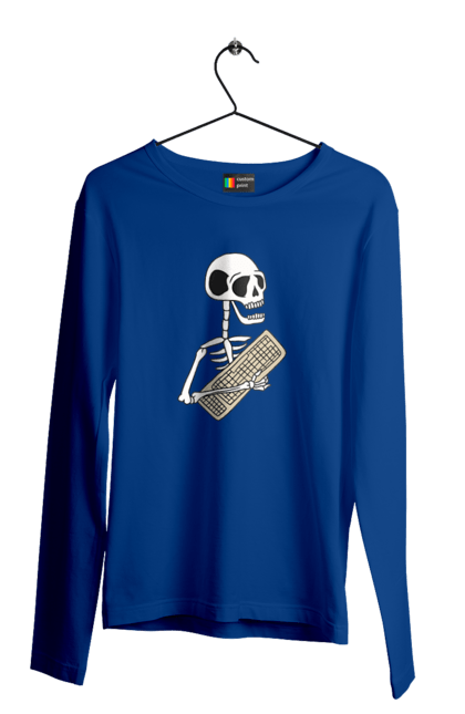 Чоловічий лонгслів з принтом "Вічний кодер". Ай ті, айтішник, бінарний, код, програміст, розробник, хакер. 2070702