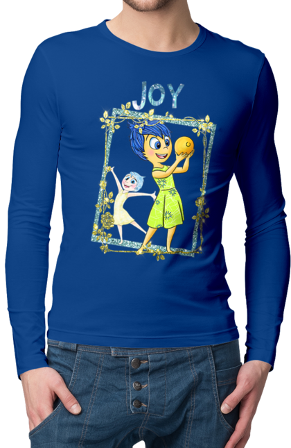 Men's longsleeve with prints Inside Out Joy. Cartoon, emotions, inside out, joy, pixar. 2070702