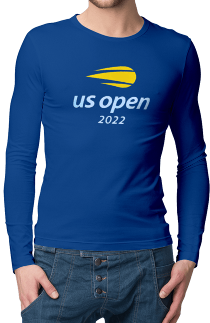 Чоловічий лонгслів з принтом "Тенісний турнір US Open 2022". Великий теніс, відкритий чемпіонат, гравці, м`яч, нью йорк, призовий фонд, ракетка, спонсор, хард, чемпіонат америки. 2070702