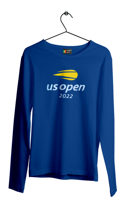 Чоловічий лонгслів з принтом "Тенісний турнір US Open 2022". Великий теніс, відкритий чемпіонат, гравці, м`яч, нью йорк, призовий фонд, ракетка, спонсор, хард, чемпіонат америки. 2070702