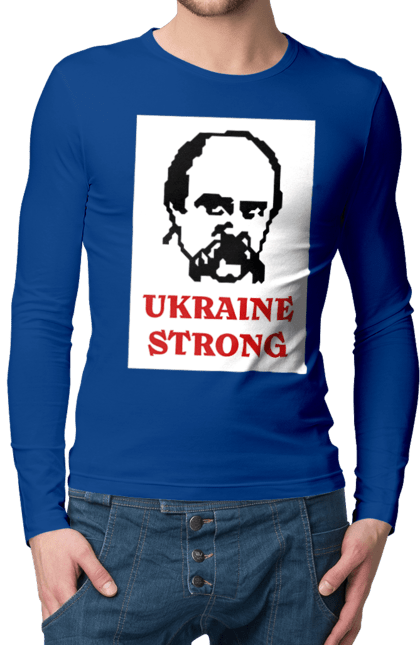 Мужской лонгслив с принтом Тарас Шевченко. Бавовна, війна, герб, доброго вечора, зсу, прапор україни, русский военный корабль, тарас, тарас шевченко, шевченко. 2070702