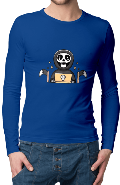 Чоловічий лонгслів з принтом "Темний розробник програміст". Brain, geek, linux, php, ай ти, ай ті, баг, геймер, гік, гра в кальмара, де баг, код, лаптоп, лінукс, пранк, програміст, розробник, смерть, сміх, смішне, ютер. 2070702