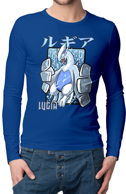 Men's longsleeve with prints Pokemon Lugia. Anime, games, lugia, nintendo, pokemon, pokemon go. 2070702