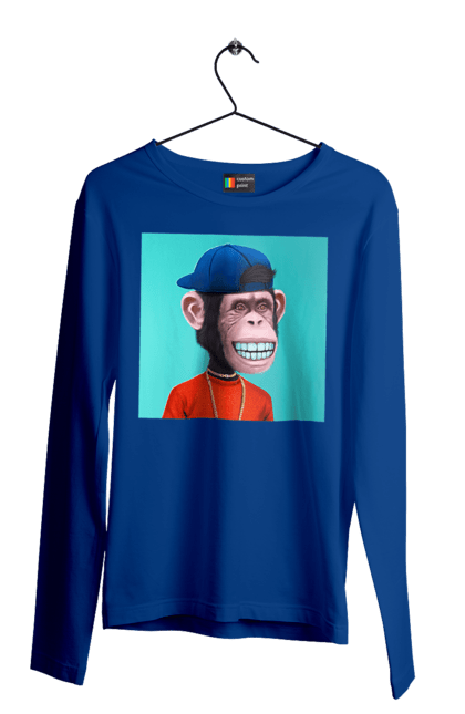 Чоловічій лонгслів з принтом "Мавпочка 3". Nft, персонаж, принти, ручне малювання, футболки. CustomPrint.market
