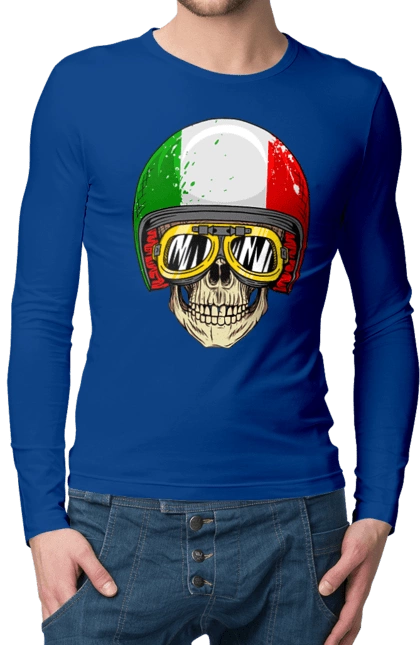 Skull in a motorcycle helmet