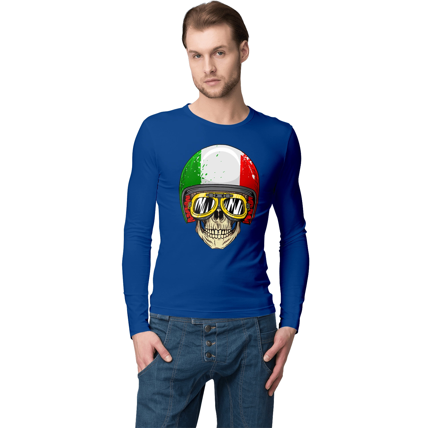 Skull in a motorcycle helmet