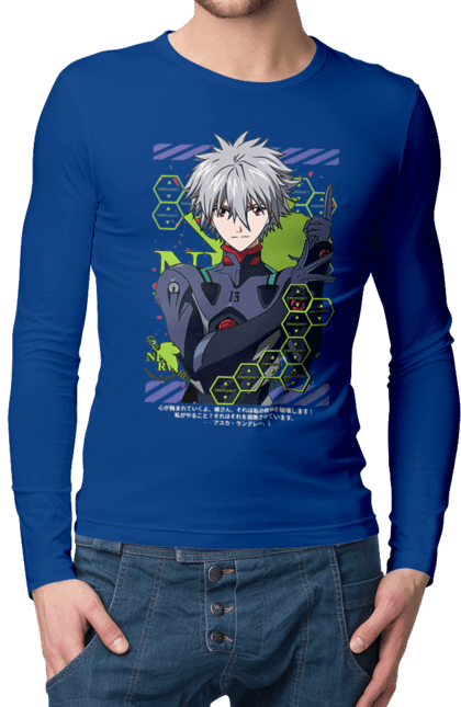 Чоловічій лонгслів з принтом "Євангеліон Каору". Kaworu, kaworu nagisa, neon genesis evangelion, nerv, аніме, єва, євангеліон, каору, каору наґіса, манга. 2070702