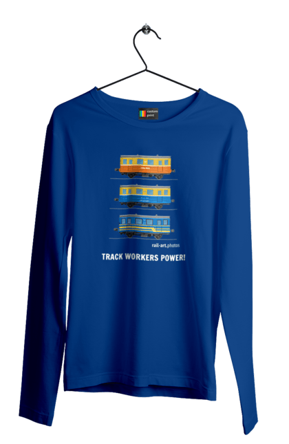 Чоловічий лонгслів з принтом "Track Workers Power! Автомотриса АС1А". Автомотриса, ас1а, дрезина, залізниця, колійники, колія, мотриса, укрзалізниця. 2070702