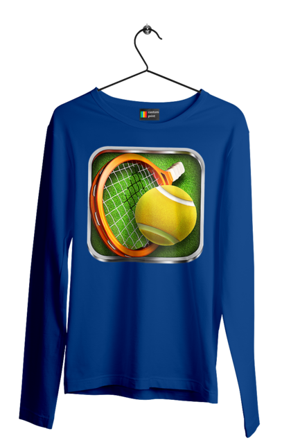 Чоловічий лонгслів з принтом "Теніс". Великий теніс, гравці, лондон, м`яч, призовий фонд, ракетка, спонсор, турнір на ґрунті, турнір на траві, турнірна сітка. 2070702