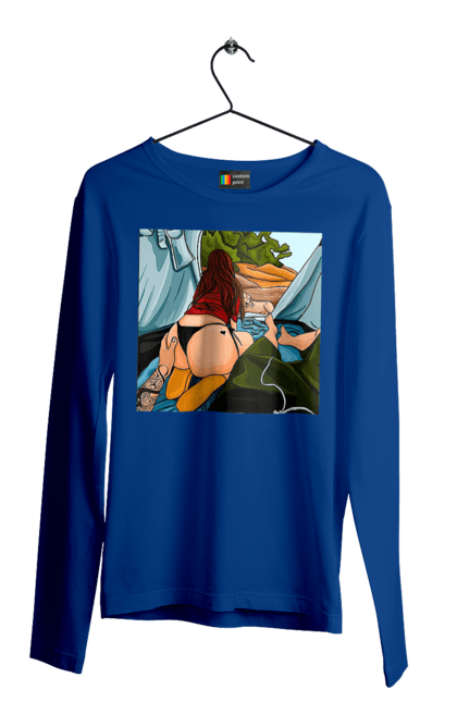 Men`s longsleeve with prints Rest With Favorite In The Tent. Ass, dog, tent, vacation. 2070702