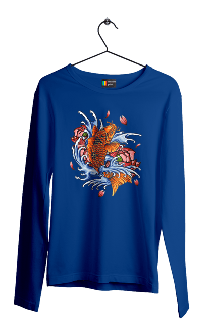 Чоловічий лонгслів з принтом "Риба і хвилі". Ryba, квітка, хвиля. 2070702