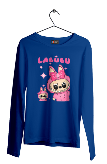 Чоловічий лонгслів з принтом "Лабубу". Іграшка лабубу, лабубу, лабубу кока кола, мерч лабубу, мила, рожева лабубу, смішна лабубу. 2070702