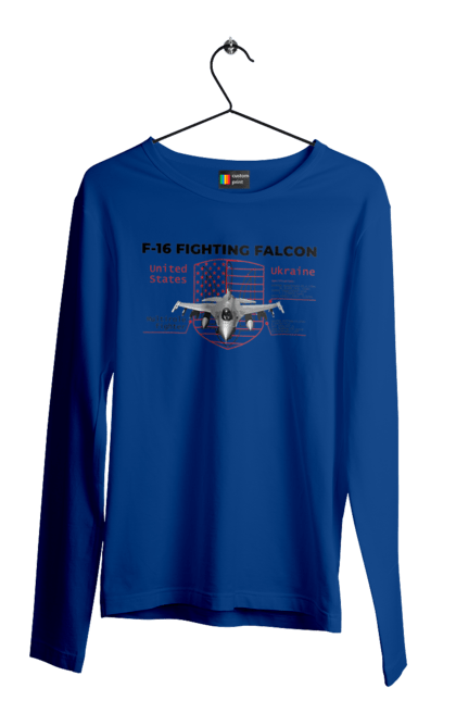 Чоловічий лонгслів з принтом "F 16". F16, nasams, zuzana, гаубиця, два герби, залужний, сюзанна. 2070702