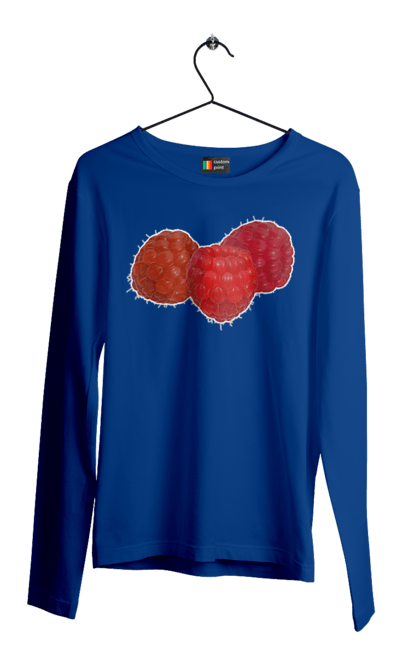 Men`s longsleeve with prints Raspberry. Berry, delicacy, diet, fetus, food, raspberries, red, ripe, summer, tasty, vegan, vegetarian. 2070702