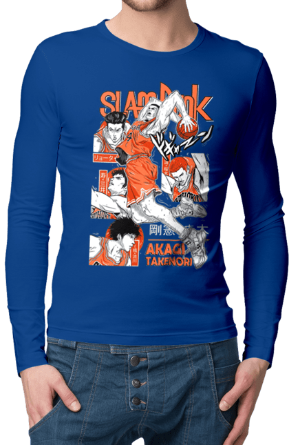 Men's longsleeve with prints Slam Dunk Takenori Akagi. Anime, basketball, comedy, manga, school, shonen, slam dunk, sports anime, takenori akagi. 2070702