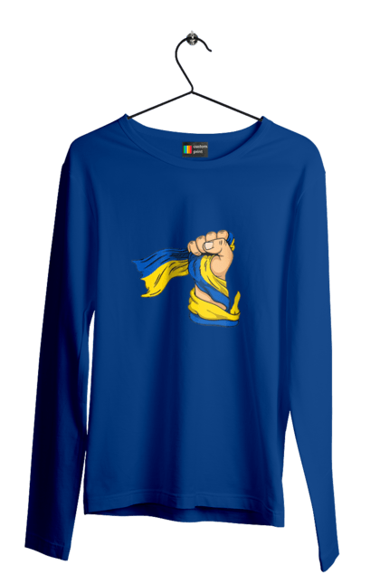 Чоловічий лонгслів з принтом "Сильна Україна". Воля, кулак, прапор україни, україна, українська символіка. 2070702