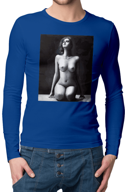 Чоловічий лонгслів з принтом "Краса тіла". Вигини жіночого тіла, грація тіла, груди, жіноче тіло, жіночі груди, краса тіла. 2070702