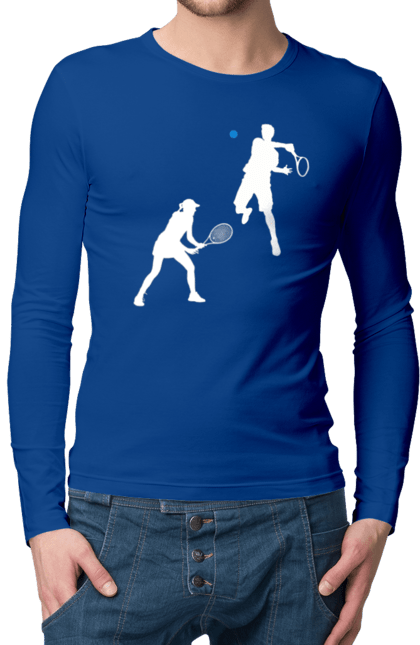 Чоловічий лонгслів з принтом "Теніс". Великий теніс, гравці, грунт, м`яч, призовий фонд, ракетка, спонсор, турнір на ґрунті, турнірна сітка, хард. 2070702