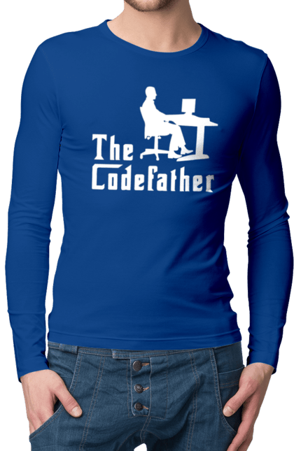 Чоловічий лонгслів з принтом "Батько коду". Айті, айтішник, батько коду, для айтішника, для програміста, подарунок айтішнику, подарунок програмісту, програміст, розробник. 2070702