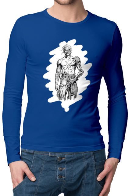 Men`s longsleeve with prints Cyborgs of ukraine. Cossack, cyborg, forelock, patriot, pistol, ukrainian, vusa, zbroya. 2070702