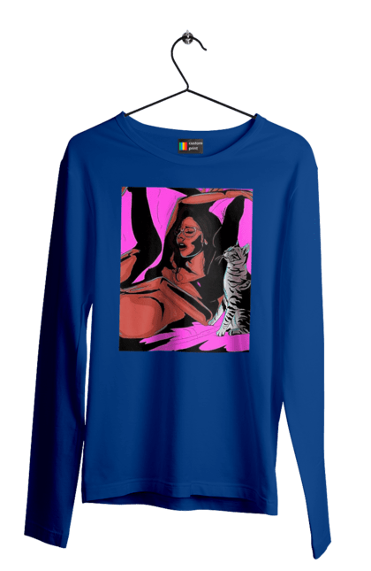 Men`s longsleeve with prints Girl Gets Fun. Cat, naked, passion, satisfaction. 2070702