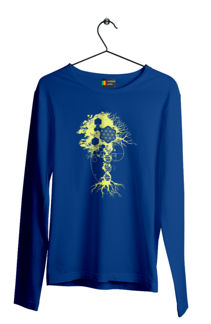 Men`s longsleeve with prints Tree of life. Chromosome, divine essence, dnk, fibonacci number, flower of life, flower space, gene, golden section, human genome, tree of life. 2070702