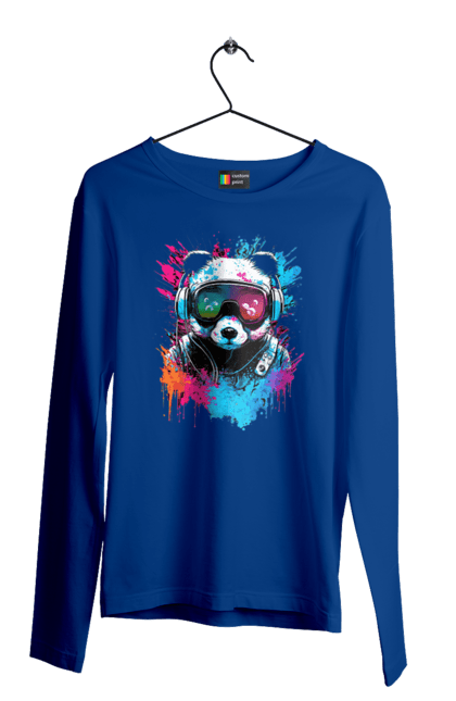 Чоловічий лонгслів з принтом "Панда в VR шолом". Віртуальна реальність, гік, панда, персонаж, шолом. 2070702