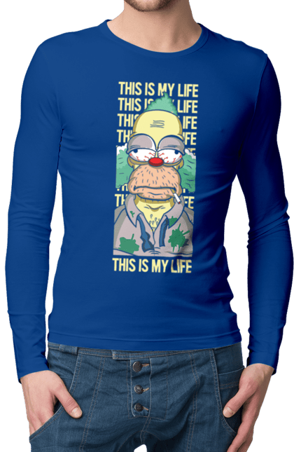 Men's longsleeve with prints THIS IS MY LIFE KRUSTY plus. Clown, krusty, krusty the clown, simpsons. 2070702