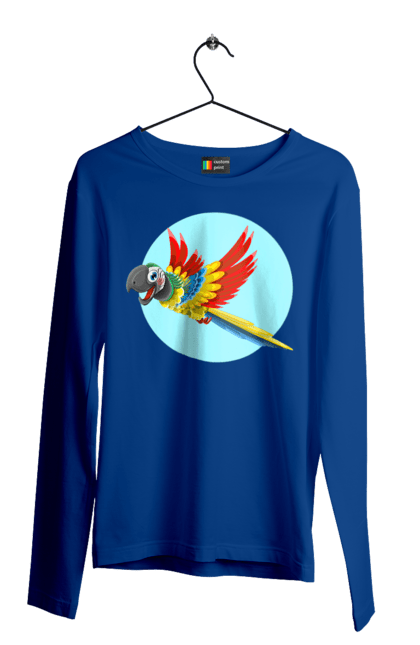 Men`s longsleeve with prints Parrot. Cockatoo, colored parrot, colorful parrot, flying parrot, parrot. 2070702