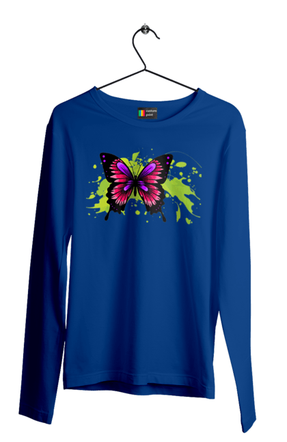 Men`s longsleeve with prints Pink Butterfly. Butterfly. 2070702